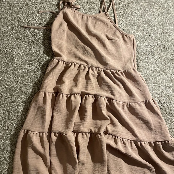 Schein spaghetti-strap dress - size S, NWOT. Tan in color- non-smoking home. - Picture 2 of 3